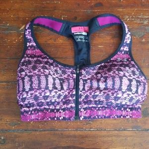 Under Armor zip front sports bra racer back